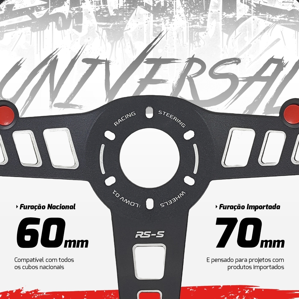 Volante Esportivo Street RS Performance RS-S em Suede com Detalhe Vermelho