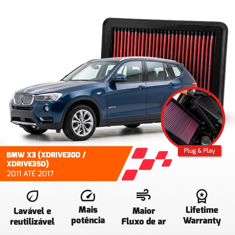 FILTRO DE AR ESPORTIVO K&N BMW X3 X4 X5 X6 2011 ATÉ 2020 33-3028