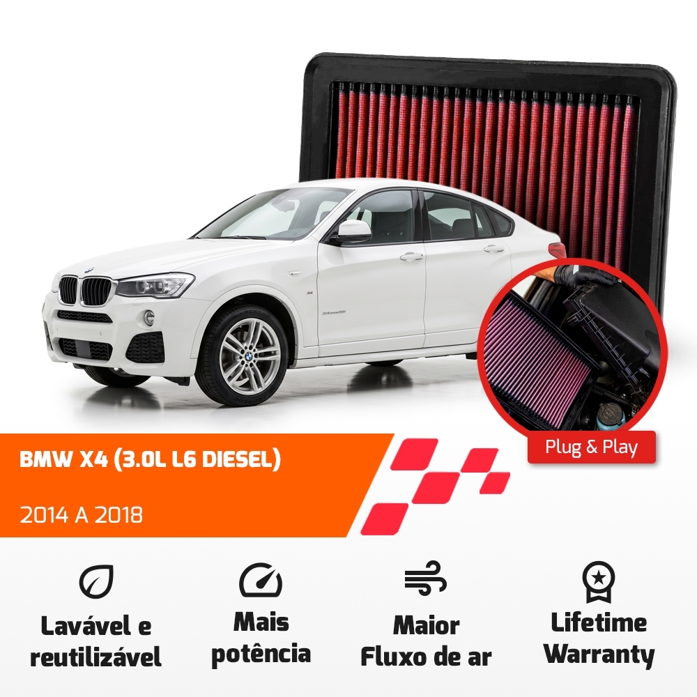 FILTRO DE AR ESPORTIVO K&N BMW X3 X4 X5 X6 2011 ATÉ 2020 33-3028