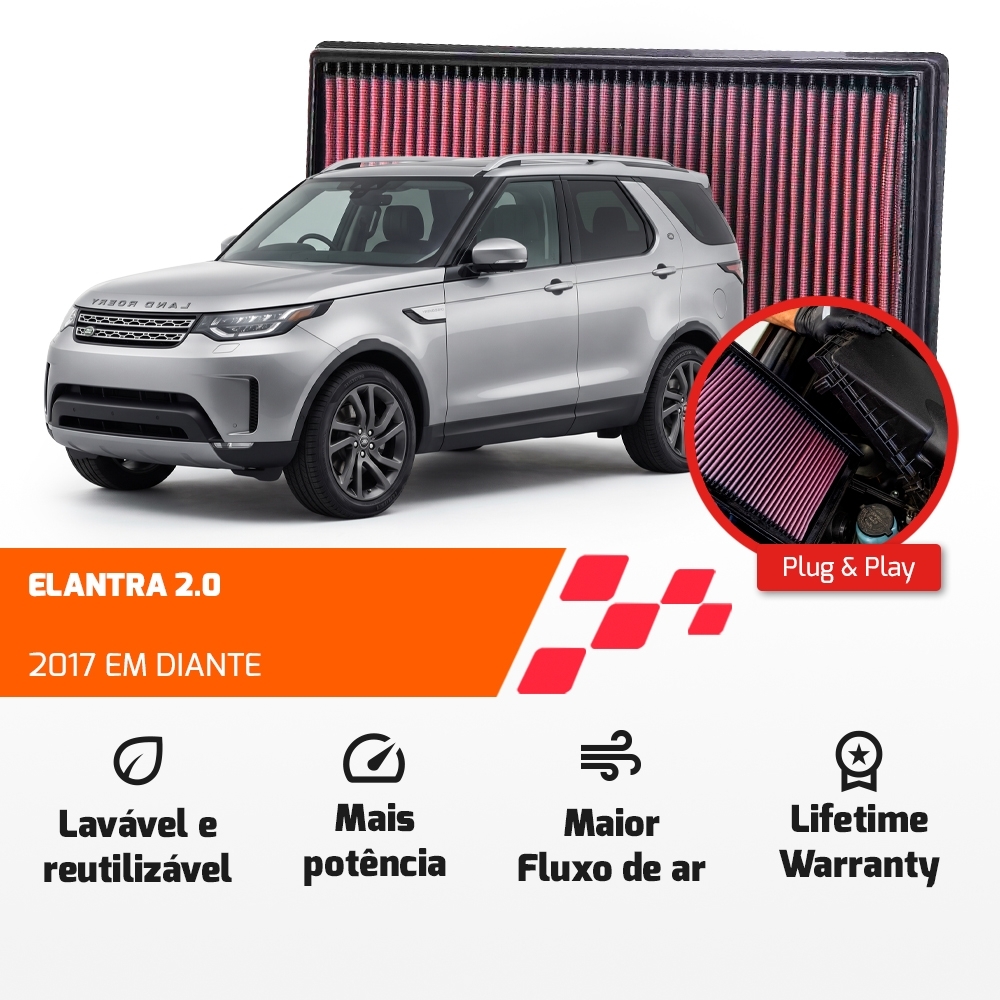 FILTRO DE AR ESPORTIVO K&N LAND ROVER Defender Discovery Range Rover Sports 2.0 3.0 2016 EM DIANTE 33-5093