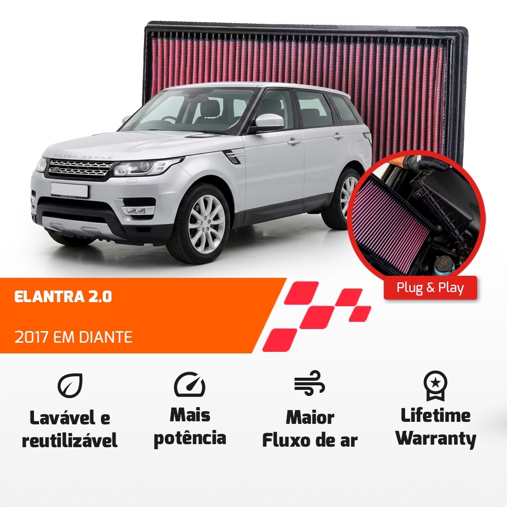 FILTRO DE AR ESPORTIVO K&N LAND ROVER Defender Discovery Range Rover Sports 2.0 3.0 2016 EM DIANTE 33-5093