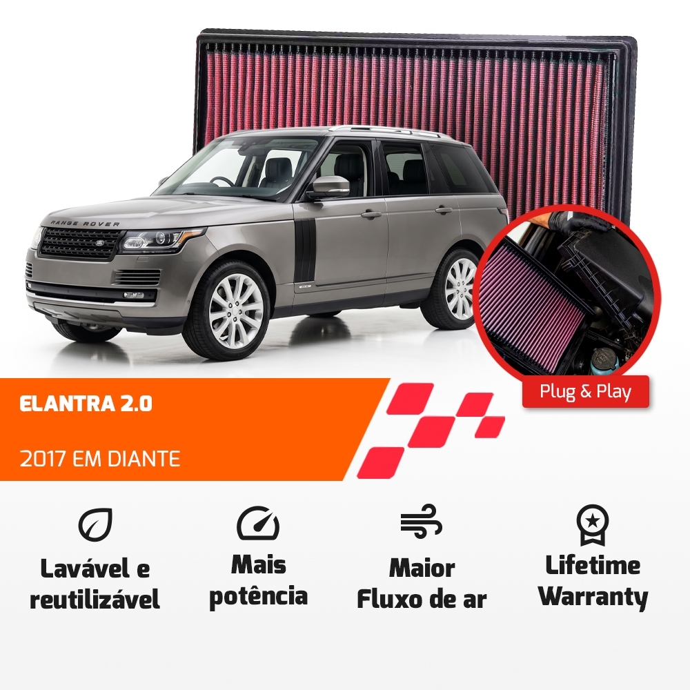 FILTRO DE AR ESPORTIVO K&N LAND ROVER Defender Discovery Range Rover Sports 2.0 3.0 2016 EM DIANTE 33-5093