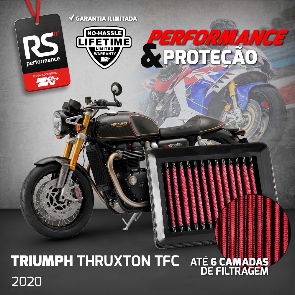 FILTRO DE AR ESPORTIVO K&N TRIUMPH Bonneville T100 T120 Street / Speed Twin Street Scrambler Street Cup Thruxton TFC 2016 EM DIANTE TB-9016