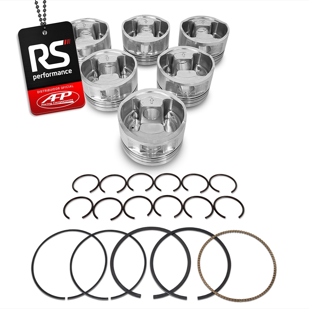 Kit 6 Pistão BMW 325I 2.5 M50B25TU Plano C/ Cava Pino 22 + Anéis + Travas