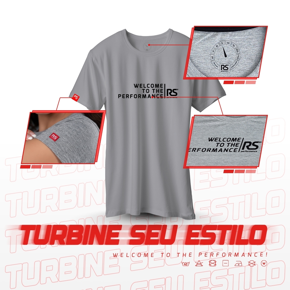 Camiseta Rs Performance Cinza Feminina Estampa Welcome