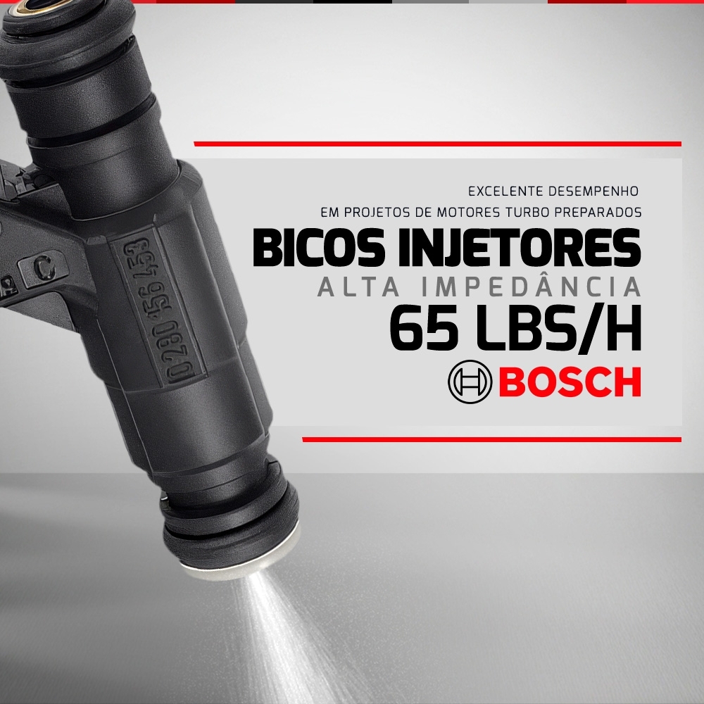 KIT 4 BICOS INJETORES BOSCH 65 LB/H - SEM CONECTOR - EQUALIZADO