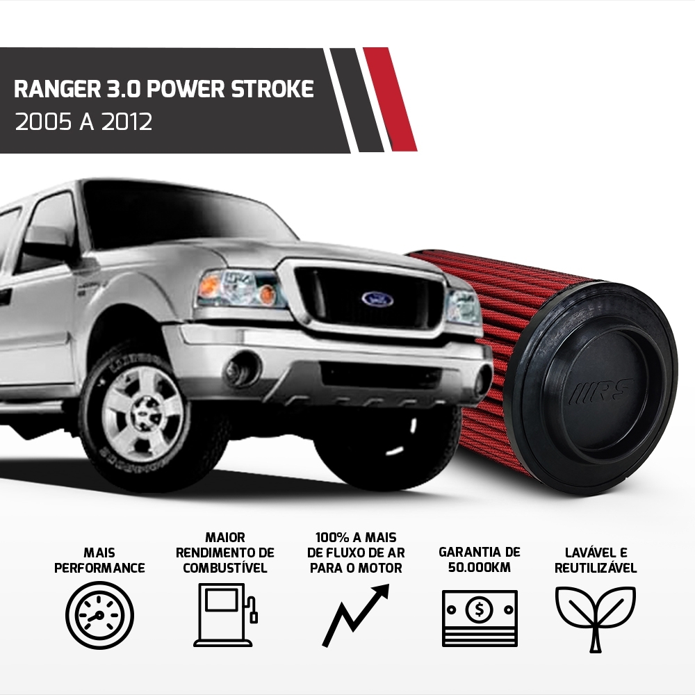 Filtro De Ar Esportivo Ranger 3.0 Power Stroke 163cv 2005-12
