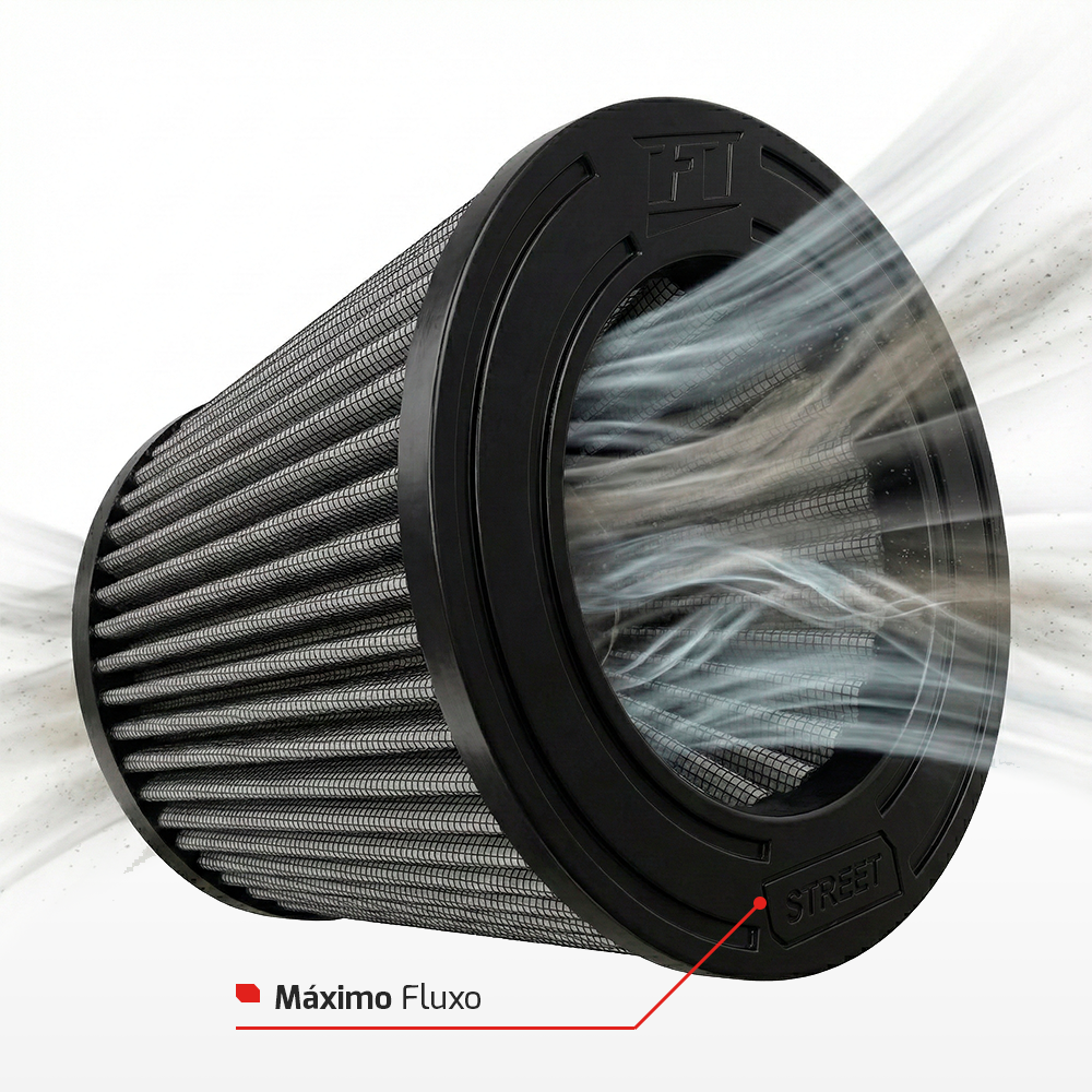 Filtro De Ar Conico Fueltech Street Duplo Fluxo 3Pol E 140mm