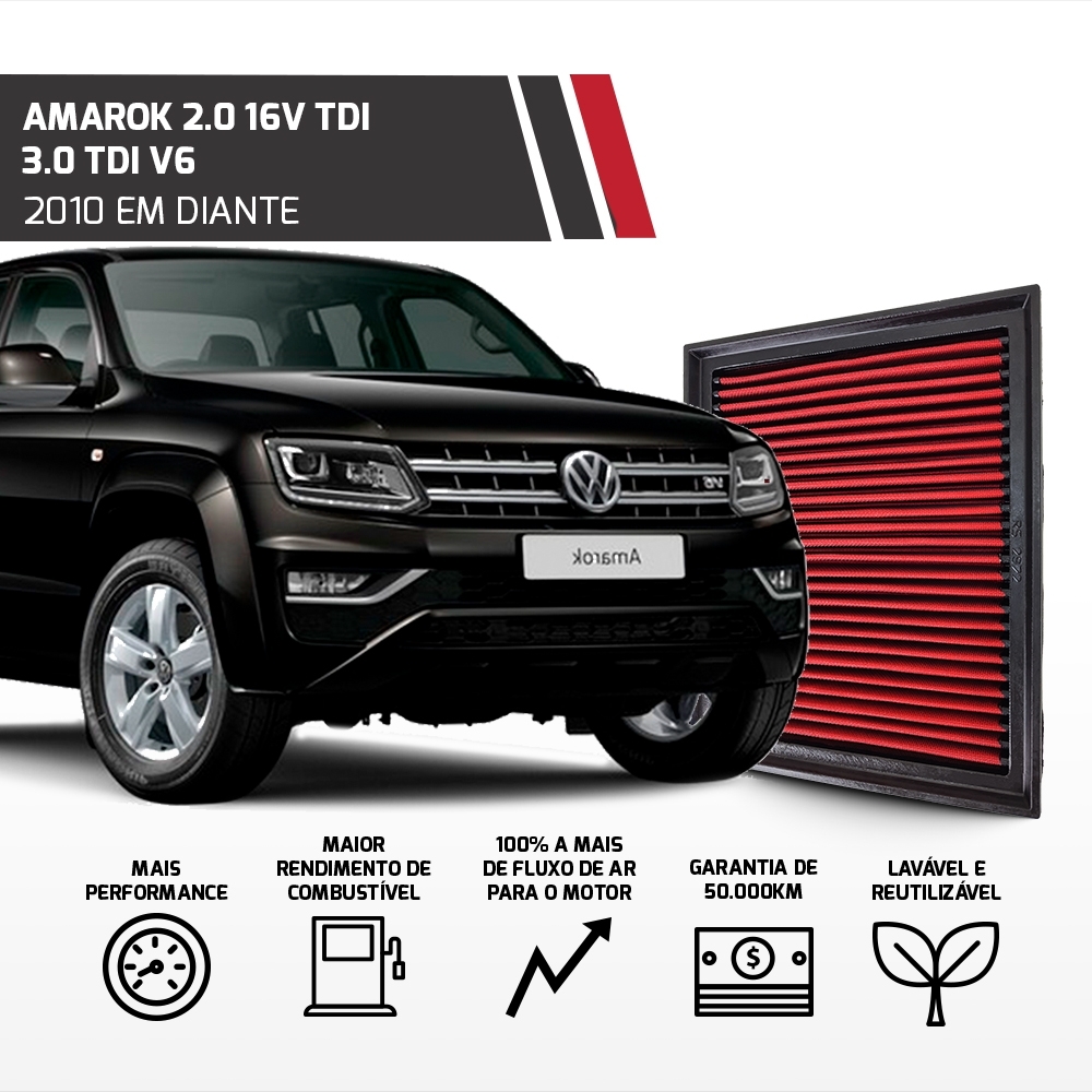 Filtro Esportivo Inbox Vw Amarok 2.0 3.0 2010 Em Diante