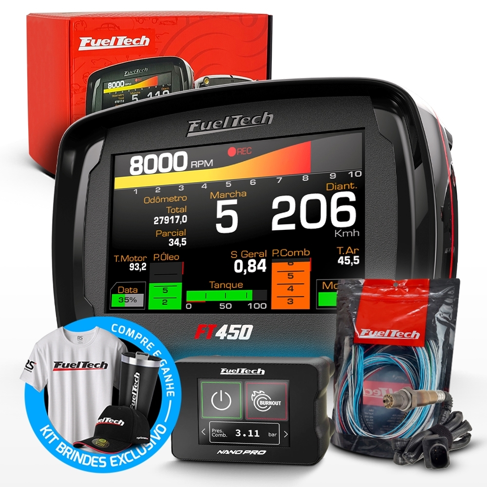 Módulo de Injeção Programável Ft450 Com Chicote Motor Traseiro + WideBand Nano Pro + Sonda Bosch 4.9