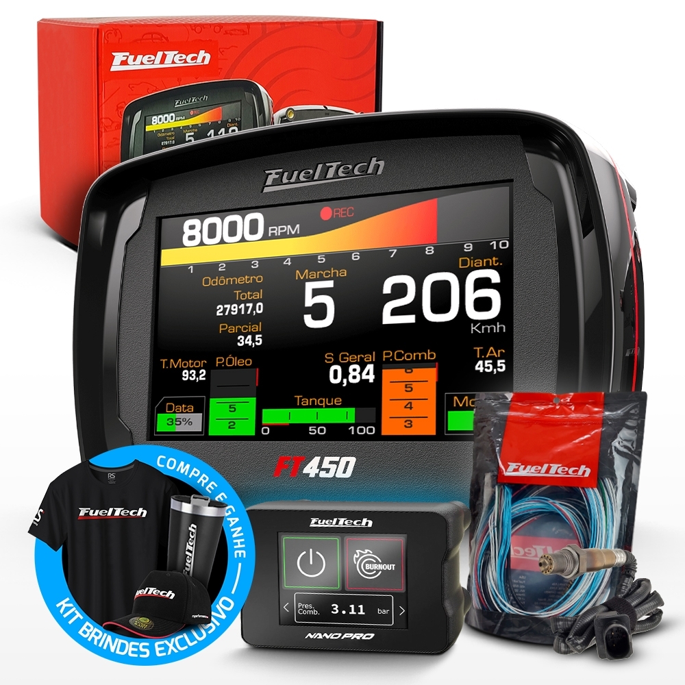 Módulo de Injeção Programável Ft450 Com Chicote Motor Traseiro + WideBand Nano Pro + Sonda Bosch 4.9