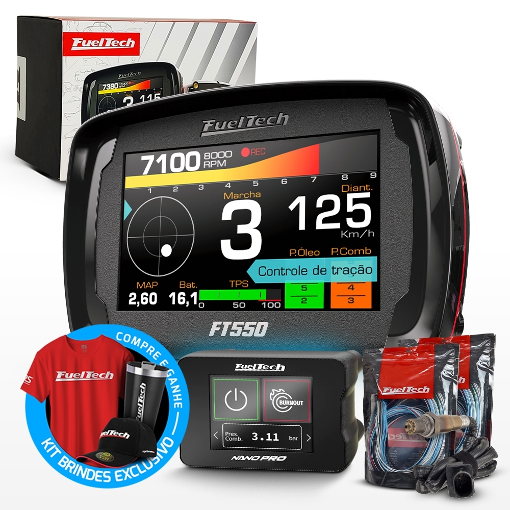 Módulo de Injeção Ft550 Com Chicote Motor Traseiro + WideBand Nano Pro + Sonda Bosch 4.9