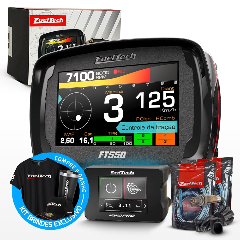 Módulo de Injeção Ft550 Com Chicote Motor Traseiro + WideBand Nano Pro + Sonda Bosch 4.9