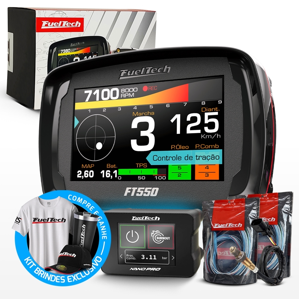 Módulo de Injeção Ft550 Com Chicote Motor Dianteiro + WideBand Nano Pro + Sonda Bosch 4.2