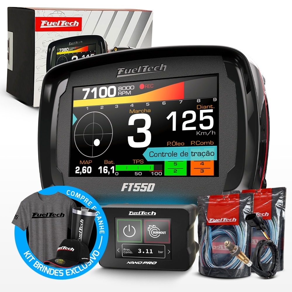 Módulo de Injeção Ft550 Com Chicote Motor Dianteiro + WideBand Nano Pro + Sonda Bosch 4.2