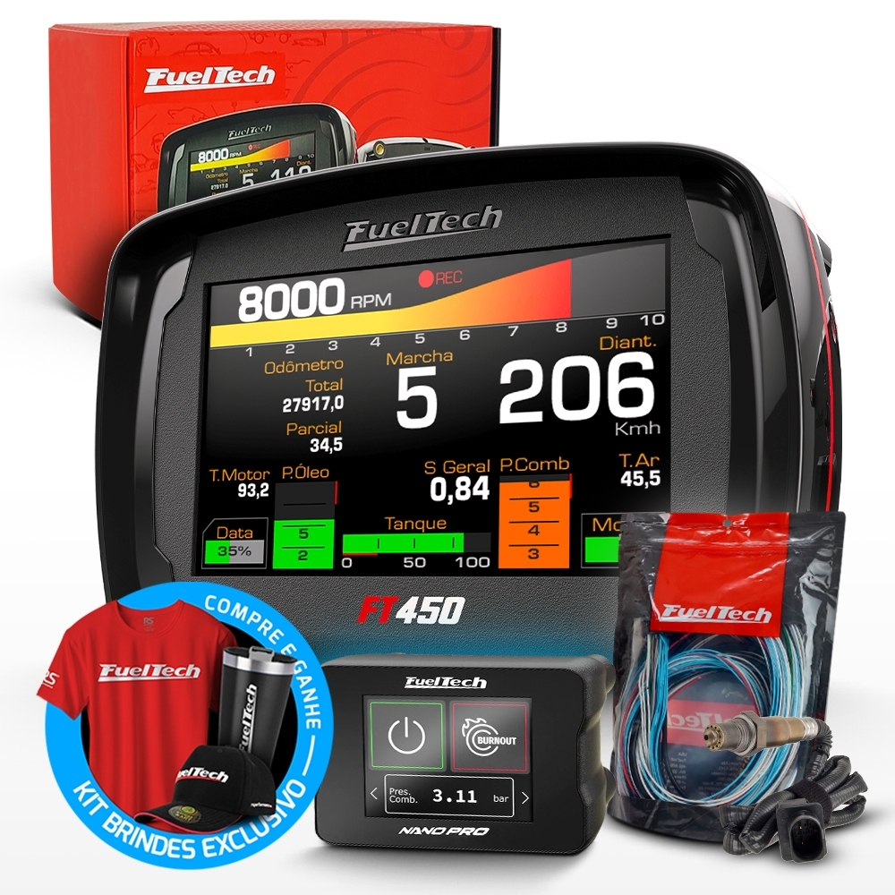 Módulo de Injeção Ft450 Com Chicote Motor Dianteiro + WideBand Nano Pro + Sonda Bosch 4.9