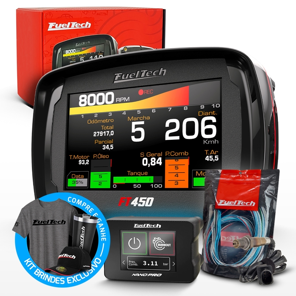 Módulo de Injeção Ft450 Com Chicote Motor Dianteiro + WideBand Nano Pro + Sonda Bosch 4.9