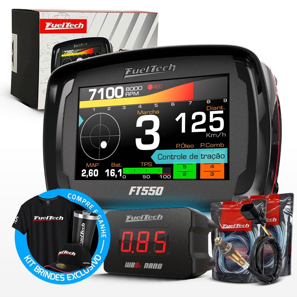 Módulo de Injeção Ft550 Com Chicote Motor Traseiro + WideBand Nano + Sonda Bosch 4.2
