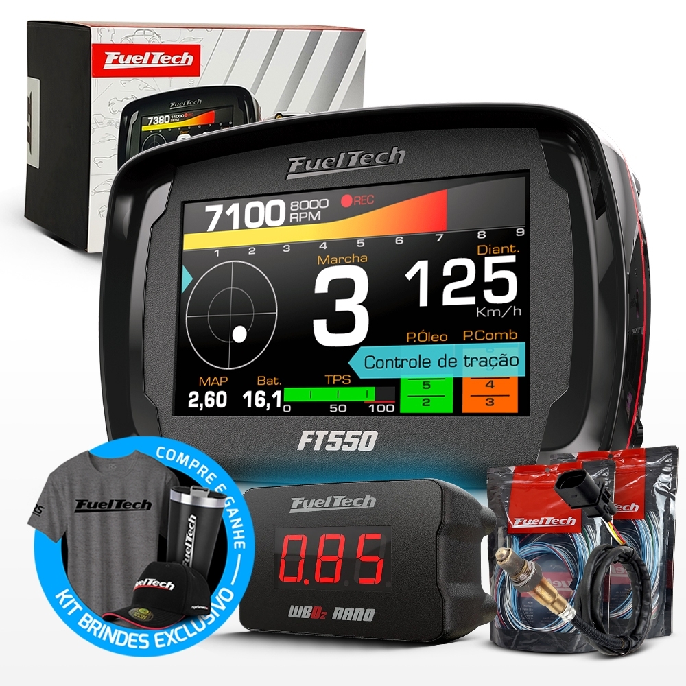 Módulo de Injeção Ft550 Com Chicote Motor Dianteiro + WideBand Nano + Sonda Bosch 4.2