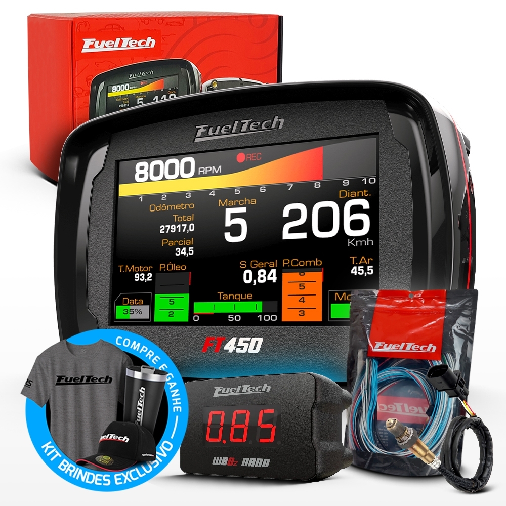 Módulo de Injeção Programável Ft450 Com Chicote Motor Dianteiro + WideBand Nano + Sonda Bosch 4.2