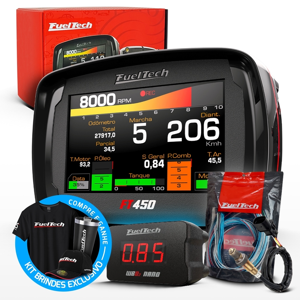 Módulo de Injeção Programável Ft450 Com Chicote Motor Dianteiro + WideBand Nano + Sonda Bosch 4.2