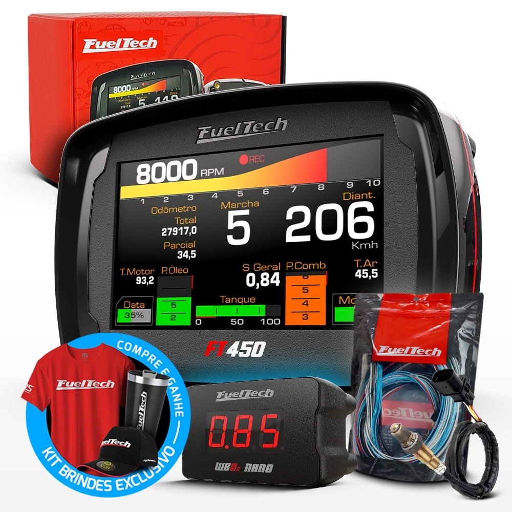 Módulo de Injeção Programável Ft450 Com Chicote Motor Dianteiro + WideBand Nano + Sonda Bosch 4.2