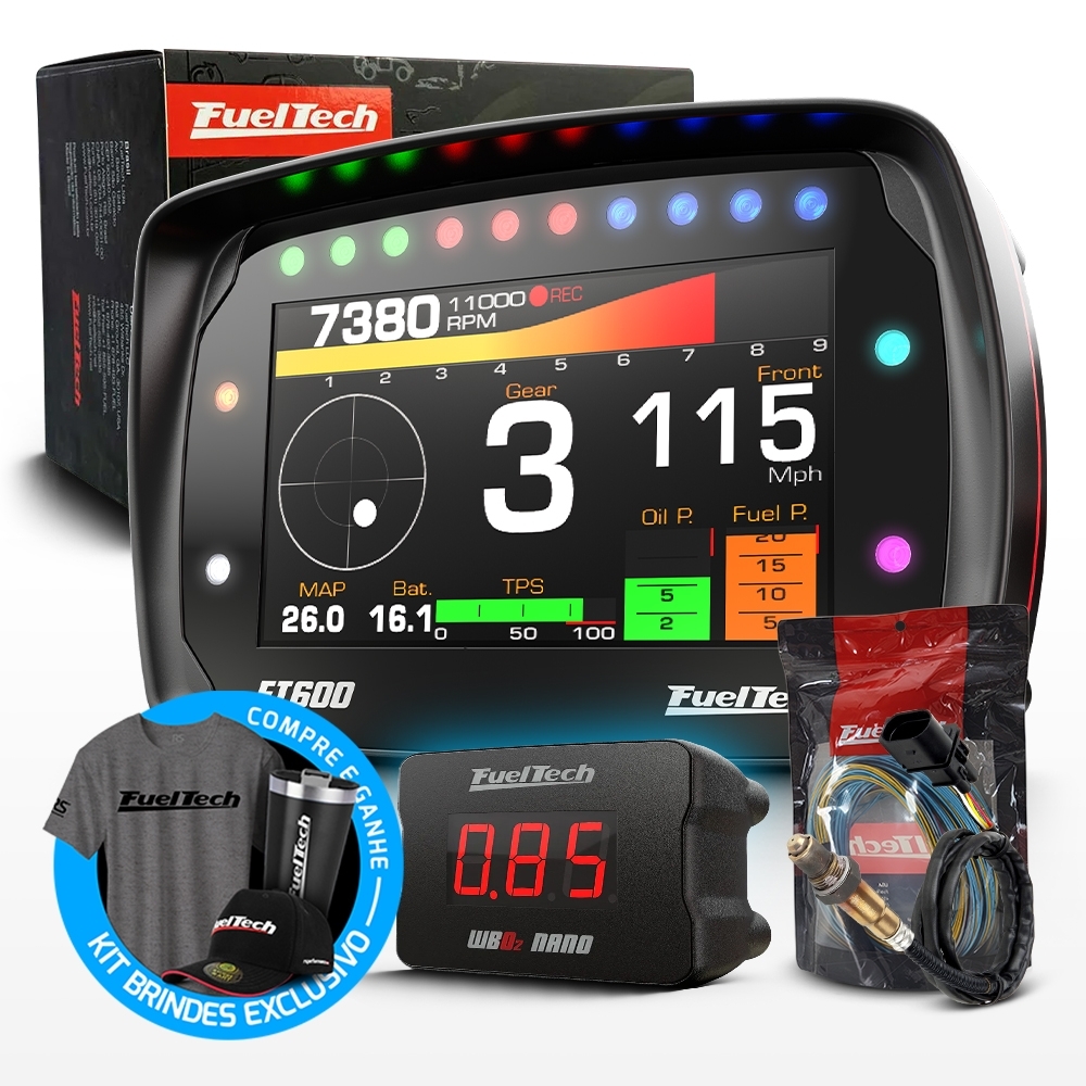 Módulo de Injeção Ft600 Com Chicote Motor Traseiro + WideBand Nano + Sonda Bosch 4.2