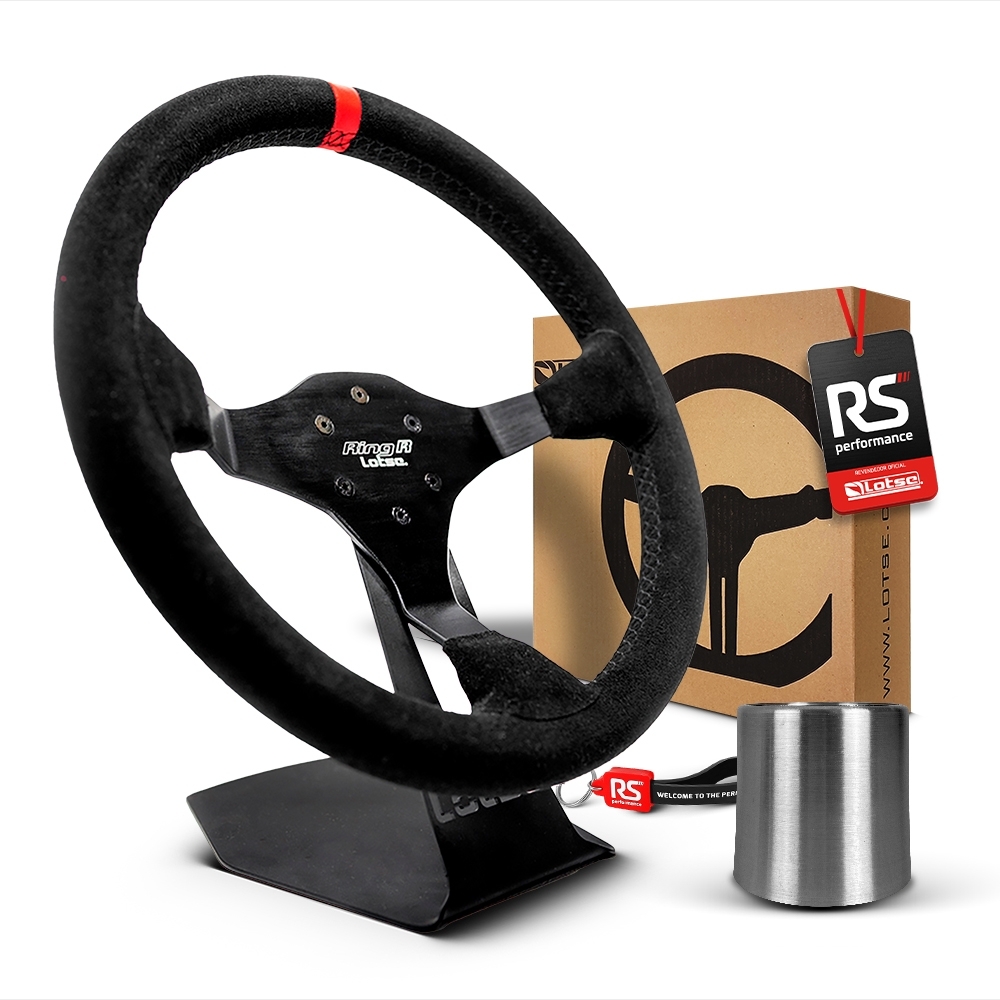 Volante Esportivo Ring R Em Camurça Preta + Cubo (COM VARIAÇÃO)