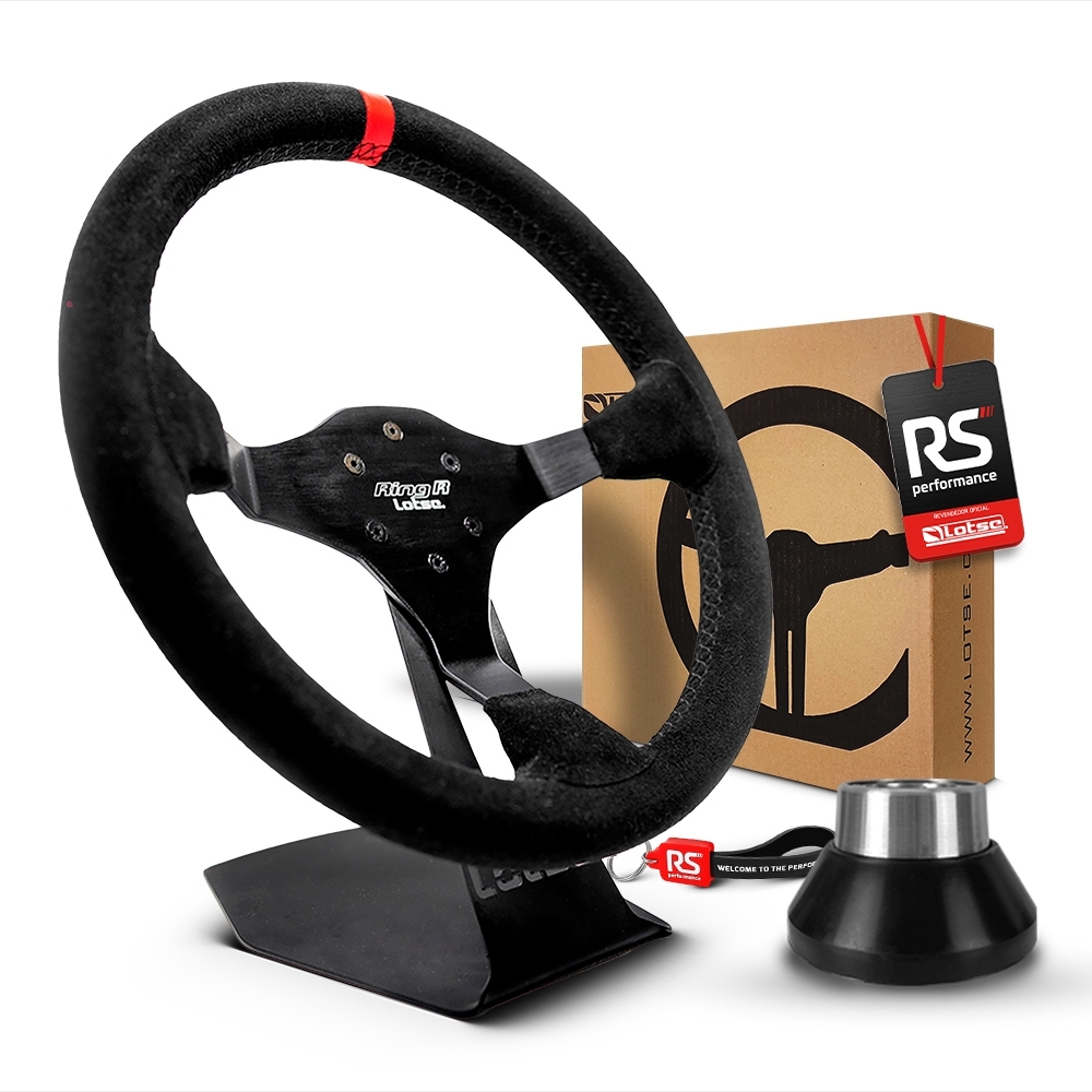 Volante Esportivo Ring R Em Camurça Preta + Cubo (COM VARIAÇÃO)