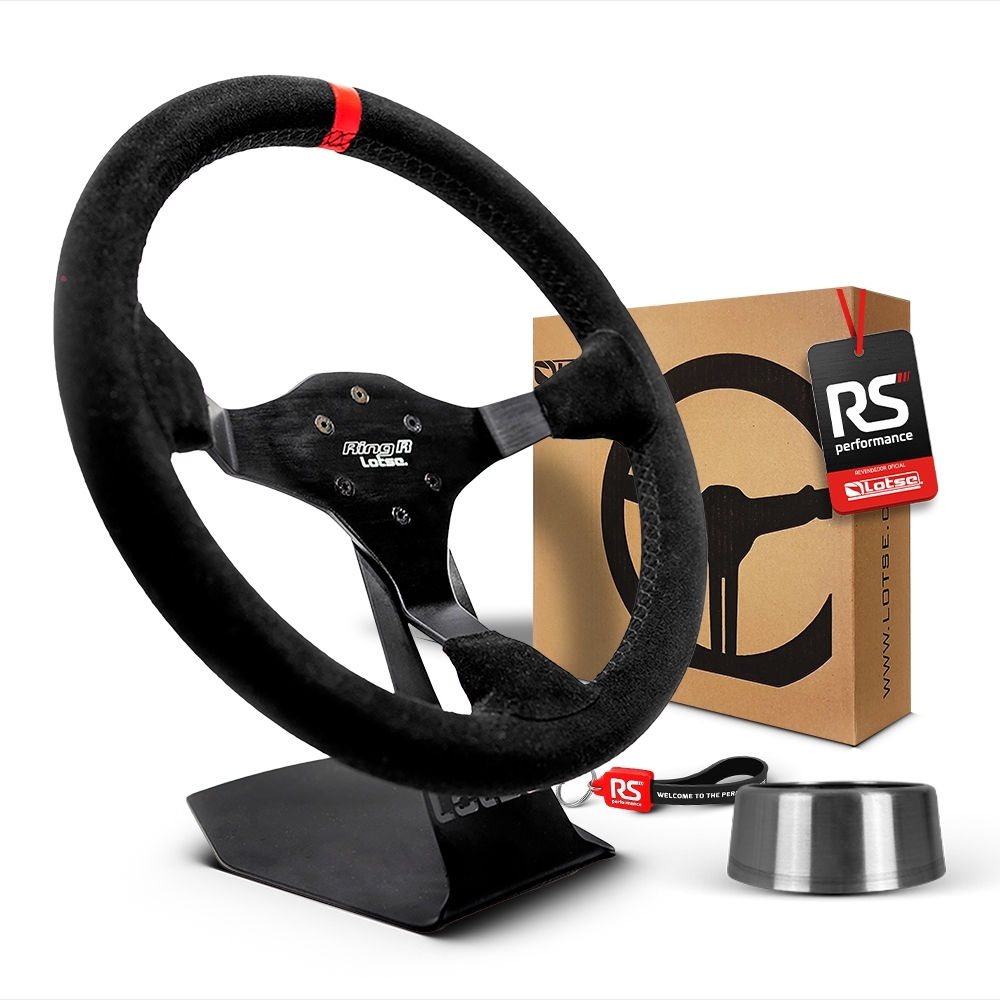 Volante Esportivo Ring R Em Camurça Preta + Cubo (COM VARIAÇÃO)