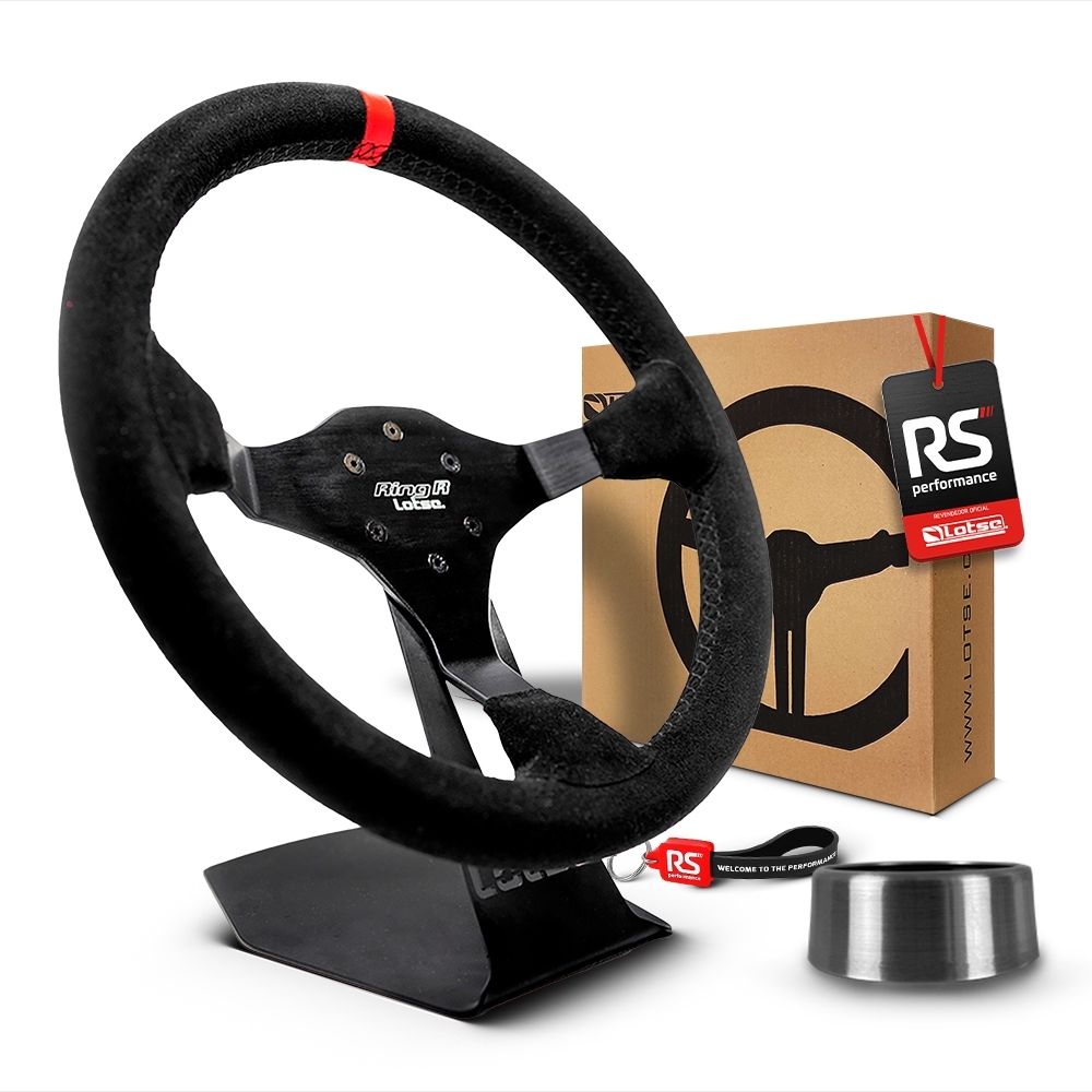 Volante Esportivo Ring R Em Camurça Preta + Cubo (COM VARIAÇÃO)