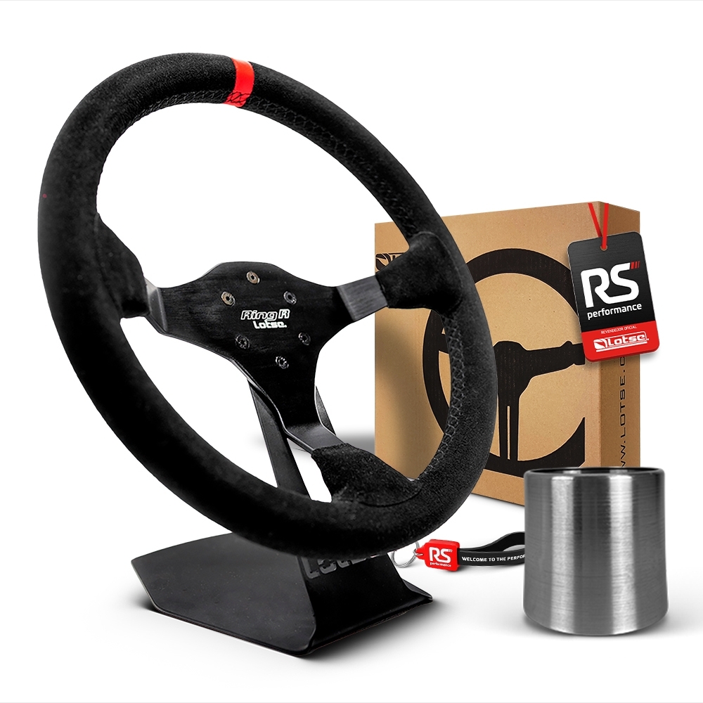 Volante Esportivo Ring R Em Camurça Preta + Cubo (COM VARIAÇÃO)