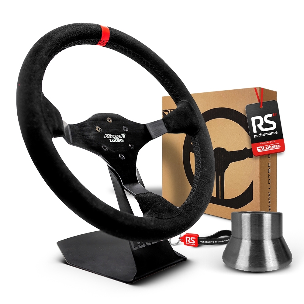 Volante Esportivo Ring R Em Camurça Preta + Cubo (COM VARIAÇÃO)