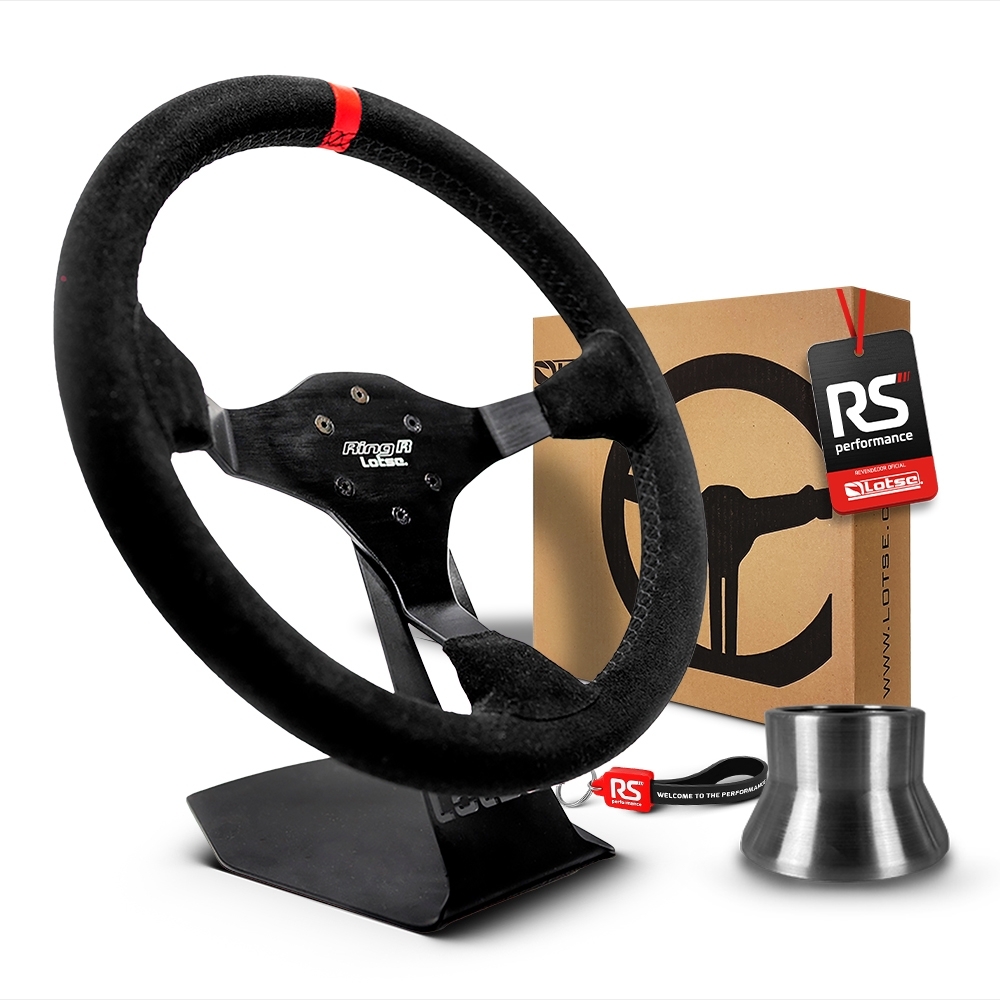 Volante Esportivo Ring R Em Camurça Preta + Cubo (COM VARIAÇÃO)