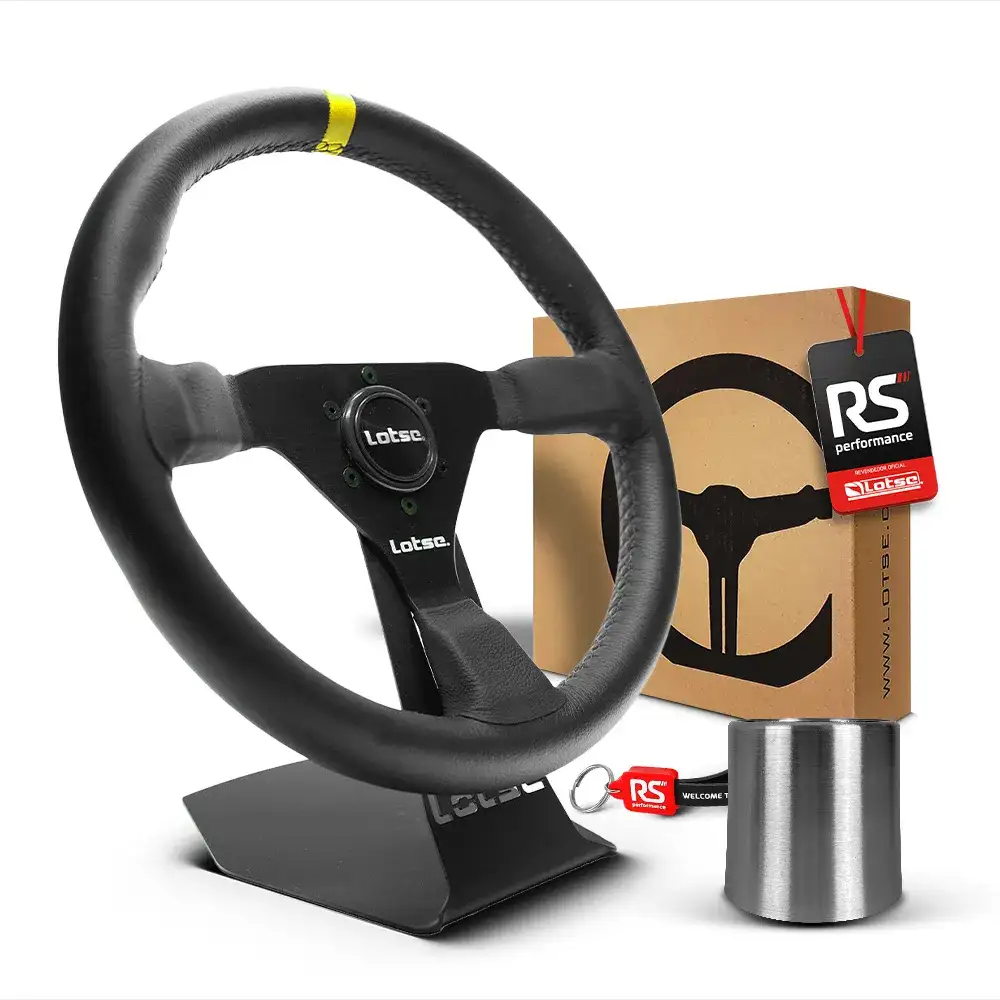 Kit Volante Esportivo Gt330 Em Couro + Cubo Em Alumínio