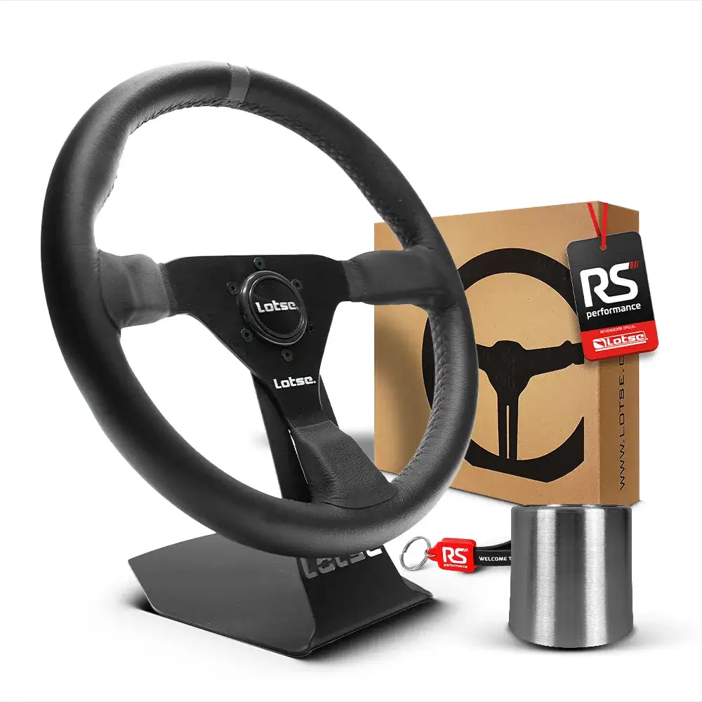 Kit Volante Esportivo Gt330 Em Couro + Cubo Em Alumínio