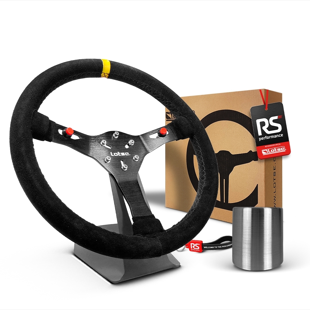 Volante Esportivo Lotse Velox Em Camurça + Cubo De Alumínio