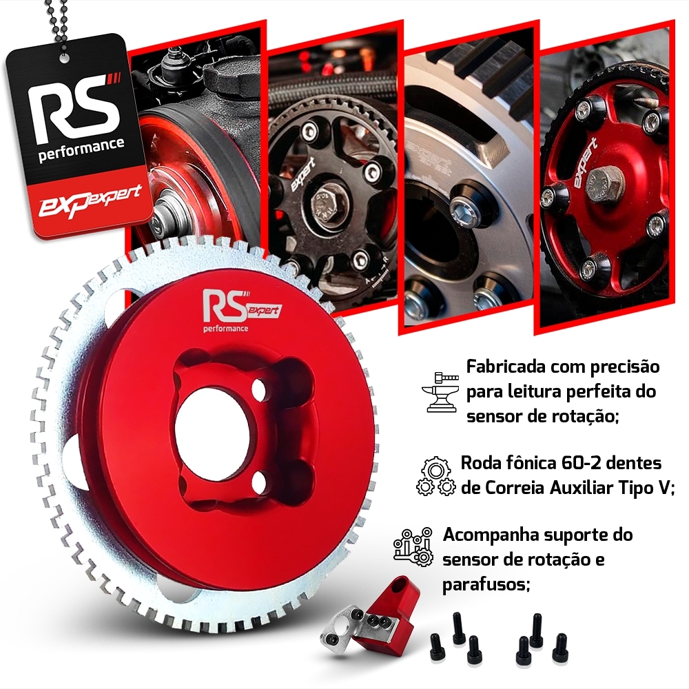 Polia Roda Fônica 60-2 Vw Ap 8v Alumínio Billet By RS Performance