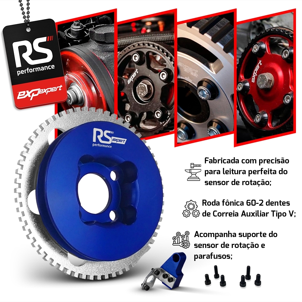 Polia Roda Fônica 60-2 Vw Ap 8v Alumínio Billet By RS Performance