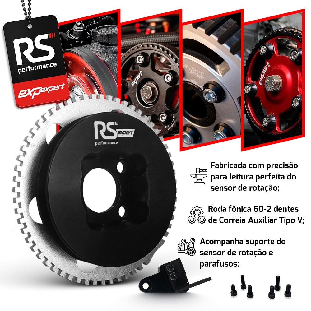 Polia Roda Fônica 60-2 Vw Ap 8v Alumínio Billet By RS Performance