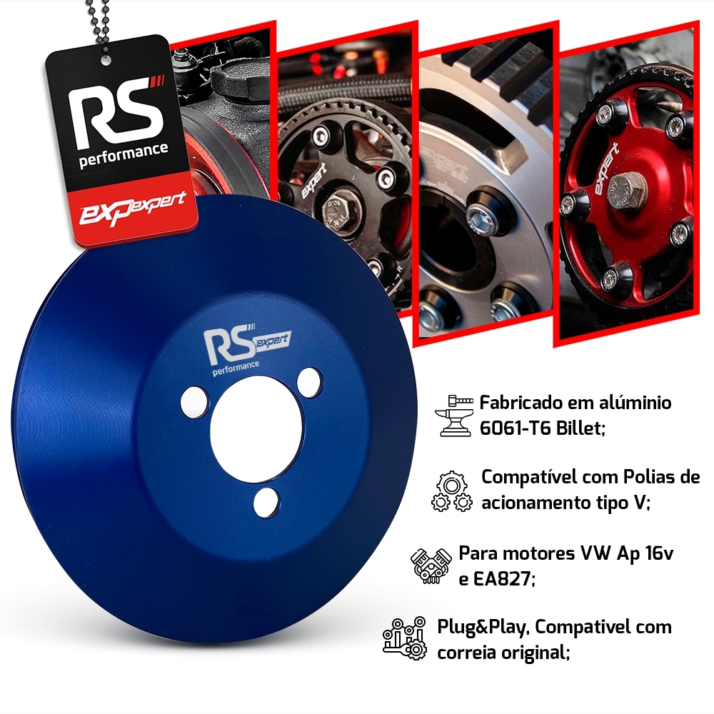 Polia Bomba Dagua Vw Ap 8v Alumínio Billet By RS Performance