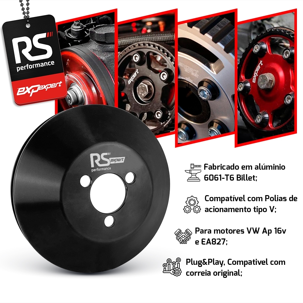 Polia Bomba Dagua Vw Ap 8v Alumínio Billet By RS Performance