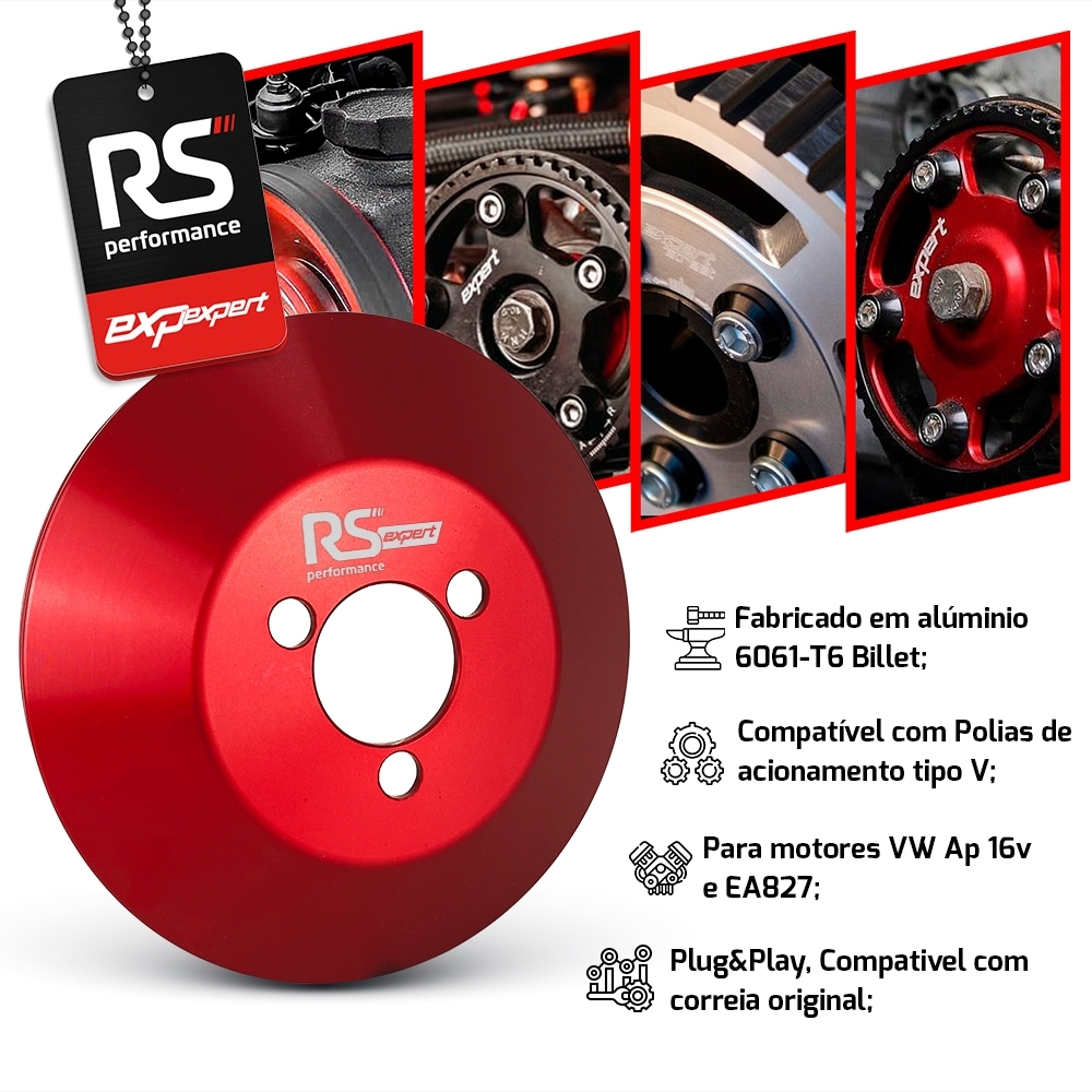 Polia Bomba Dagua Vw Ap 8v Alumínio Billet By RS Performance
