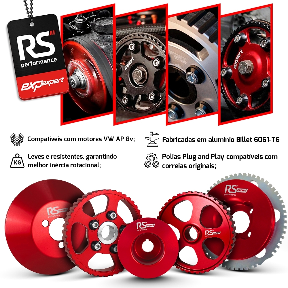 Jogo Polia Regulável Motor Ap 8v - Sem Ar E Direção By RS Performance