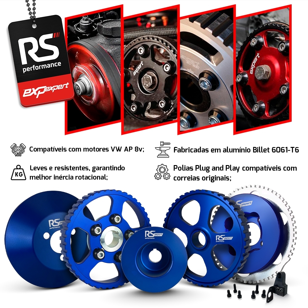 Jogo Polia Regulável Motor Ap 8v - Sem Ar E Direção By RS Performance