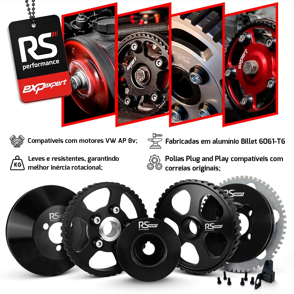 Jogo Polia Regulável Motor Ap 8v - Sem Ar E Direção By RS Performance