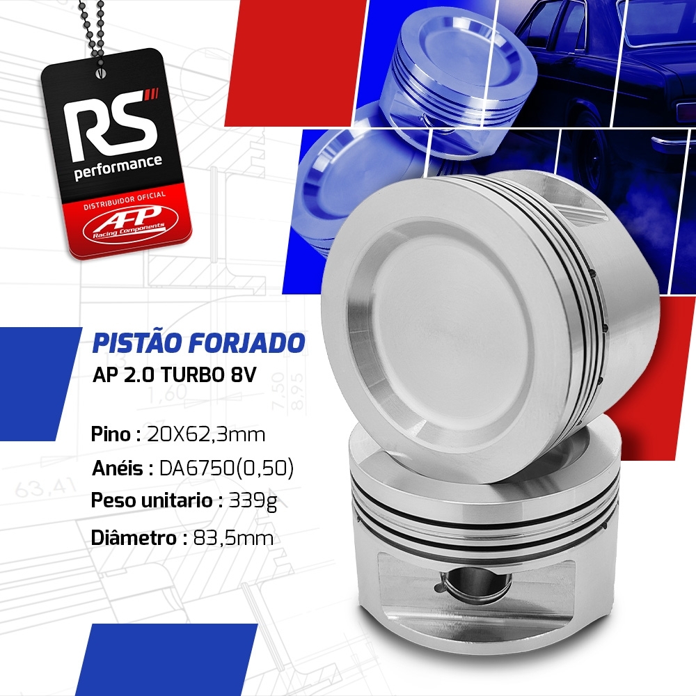 Jogo 4 Pistão Forjado AP 2.0 Turbo 8v Solid Forged Pino 20