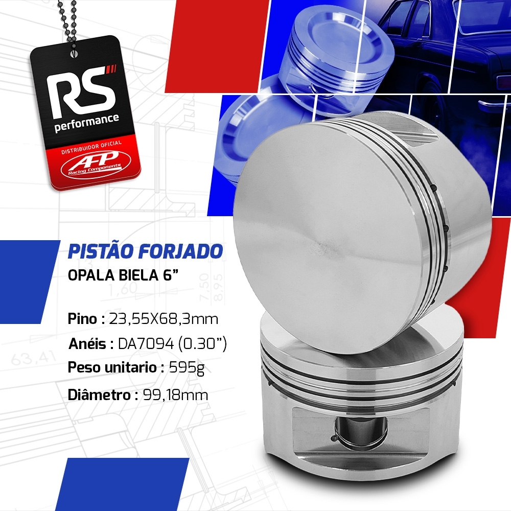 Jogo 6 Pistão Forjado Solid Forged Para Gm Opala Pino 23,55