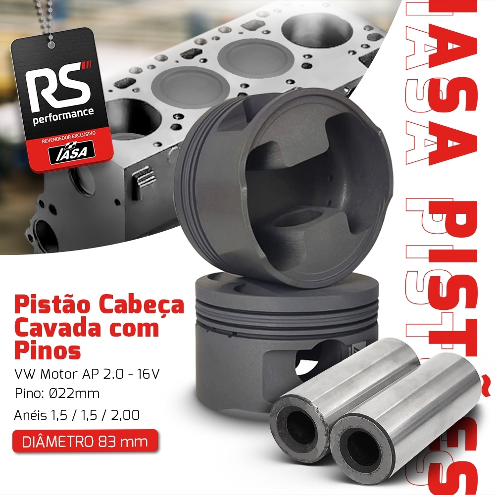 Kit Pistão Forjado Cavado Iasa Ap 2.0 16v 1200cv+ 4 Pinos 22mm