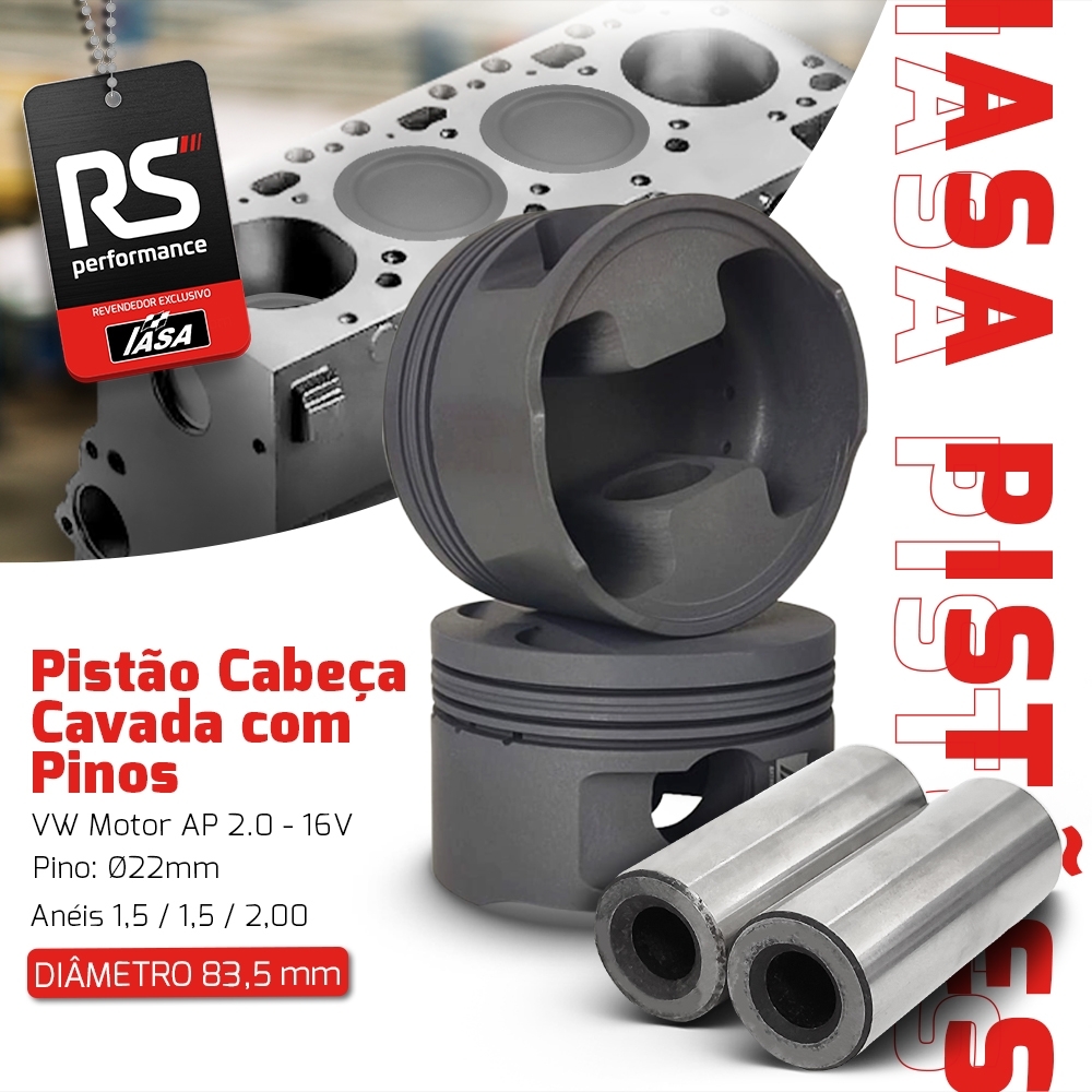 Kit Pistão Forjado Cavado Iasa Ap 2.0 16v 1200cv+ 4 Pinos 22mm
